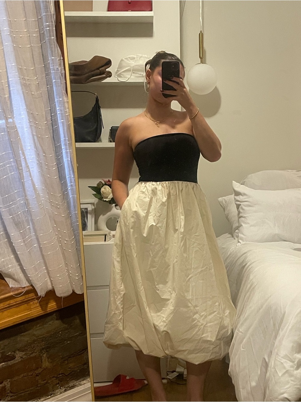 Strapless midi summer dress